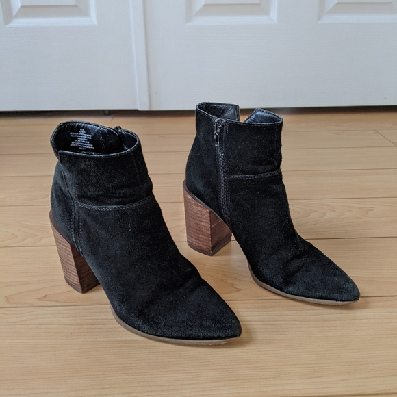 Nine West black wood block ankle boots/booties - Picture 2 of 8